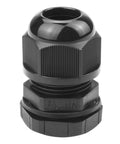 Close-up of black 50 Pack One Half Inch IP68 Strain Relief Nylon Cord Grip Waterproof NPT Cable Glands Adjustable UL Listed RoHS Compliant