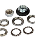 Steering fork bearing set front view: hex nut, seals, races, and two ball bearings for Honda CRF XR50 Z50 CT70 mini bikes.