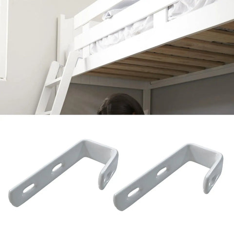 Top Shelf Heavy Duty Four Piece Bunk And Loft Bed Ladder Brackets Rust Resistant PVC Coated Stainless Steel Angular Support Hooks on white background.