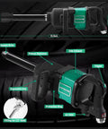 Premium Shop Grade 1 Inch Air Impact Wrench Delivering 4200Nm Of Brutal Torque Operating At 3200Rpm, with ergonomic grip and pinless hammer.