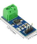 2 Pack Ac Dc Current Sensor Module High Sensitivity with 5V supply, green connector, dimensions 1.22" x 0.51", ideal for DIY projects.