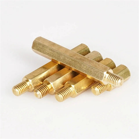 35 Piece Hex Brass Standoff Spacer Kit With Dual Threaded Ends For PCBs And Electronics Chassis Mounting Gear Up Your DIY Projects With Brass Standoffs And Spacers For Quick Easy Reliable Builds, brass hex spacers on white