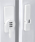 2 Pack White 180 Degree Barn Door Lock With 3 Digit Password Keyless Mechanical Lock Flip Latch installed on door