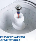 Washer Agitator Bolt 5/16-24 WP358237 Replacement Part For Whirlpool Front Load And Top Load Washers DIY Friendly Easy Install Durable Steel Replaces Missing Or Rusted Bolt And Keeps Your Washer Running Smoothly, shown installed in washer agitator