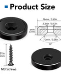 Heavy Duty Neodymium Magnets Set with screws, detailed size diagram showing 0.63 x 0.19 inch magnet and M3 screw dimensions
