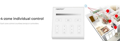 Four Zone Wireless Panel Remote Battery Powered No Wiring Setup With Magnetic Holder Outdoor Mount No Fuss Easy 2 4G RF