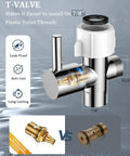 T-valve component for Handheld Bidet Sprayer With Water Filter And Adjustable Pressure Stainless Jet Spray 47 Inch Leak Proof Hose
