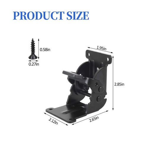 Badass Snap Lock Hinge Brackets For Tables And Bed Frames, Killer Spring Loaded Pivot Hardware, durable steel mount size dimensions.