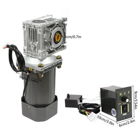 AC 110V 180W Worm Gear Reducer Motor With Speed Controller One To Fifty Reduction Ratio Gearmotor with control unit shown