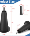 5 Inch High Rise Bed Frame Risers Set Of 6 With Socket Sleeve to Replace Bed Feet, black riser dimensions shown in inches