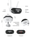 Diagram of Ultra Wide 180 Degree Dual Lens 4K 8MP Security Camera With Dual Band WiFi 6 Motion Tracking Color Night Vision features