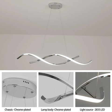 Dimmable Black Chandelier For Dining Room, Adjustable Pendant Light Fixture Over Table, Dope Modern Kitchen Island Lighting, 35.4 Inch Length, 21W, Matte Black Finish