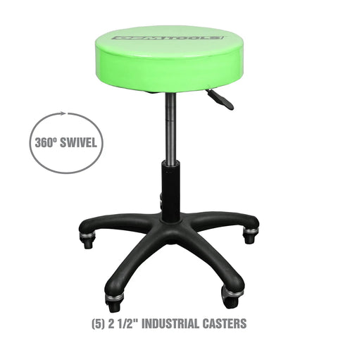 Pneumatic Mechanics Stool With Wheels Adjustable Height From 20 To 26 Inches 250 Lb Capacity Vinyl Upholstered Seat