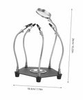Helping Hands Soldering Tool With LED Magnifying Lamp And Adjustable Arms on black base showing dimensions 18.3cm by 26cm