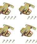 Heavy Duty Table Leaf Locks 4 Pack Gold Furniture Hardware Connectors With Mounting Screws For Extension Dining Tables and Conference Workstations, includes four iron brackets and screws.