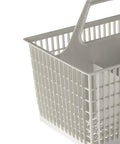Durable Genuine OEM Silverware Basket Replacement For Dishwashers WD28X265, gray plastic with handle, side view