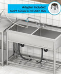 Commercial kitchen sink with 60 Inch Pre Rinse Sprayer Hose With Heat Resistant Handle Pro Grade Replacement, 7/8 In NPT Connector.