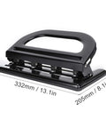 Heavy Duty 4 Hole Paper Punch With Built In Ruler For Up To 30 Sheets Adjustable Manual Hole Puncher Iron Construction side view