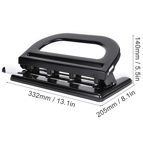 Heavy Duty 4 Hole Paper Punch With Built In Ruler For Up To 30 Sheets Adjustable Manual Hole Puncher Iron Construction side view