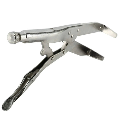 Heavy Duty Motorcycle Clutch Holding Tool With Hella Wide Adjustable Jaws For Square Tooth Hubs And Flywheels Hardened Carbon Steel Spanner in close-up.