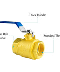 3/4 Inch Full Port Brass Ball Valve With 1/4 Turn Blue Handle For Smooth Shuts, 600 WOG, NPT FIP Connections, side view