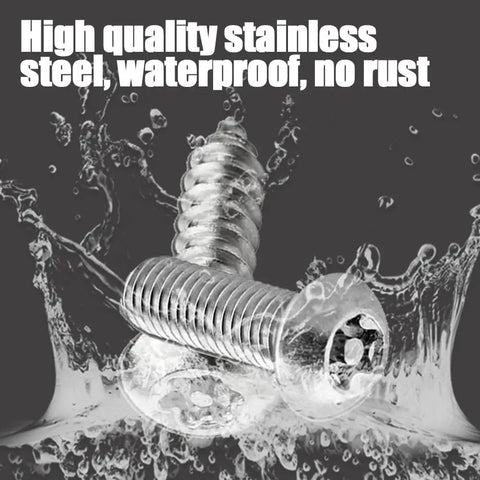 Lock Down Your Plates Tonight With These Helluva Sturdy Anti Theft License Plate Screws Kit Crafted From Heavy Duty 304 Stainless Steel To Beat Rust And Weather While Keeping Your Vehicle Secure, featuring a shiny stainless steel bolt splashing in water.