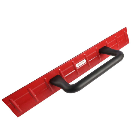 24 Inch Drip Edge Folding Tool for 1-inch or 1.5-inch bends in 22-gauge roofing panels, red heavy-duty metal tool with black handle
