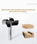 Three Piece CNC Spoilboard Surfacing Router Bit Set, Half Inch Shank, Two Inch Cutting Diameter, Four Flutes, Pro Grade Woodworking Tool