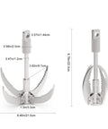 Dimensions of Grappling Hook With Four Claw Tips Beefy Heavy Duty Stainless Steel Carabiner For Camping Hiking Tree Climbing