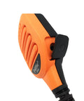 Close-up of orange IP65 Waterproof Shoulder Microphone For Vertex VX-6R VX-7R VX-120 VX-170 FT270 Yaesu with 3.5mm plug