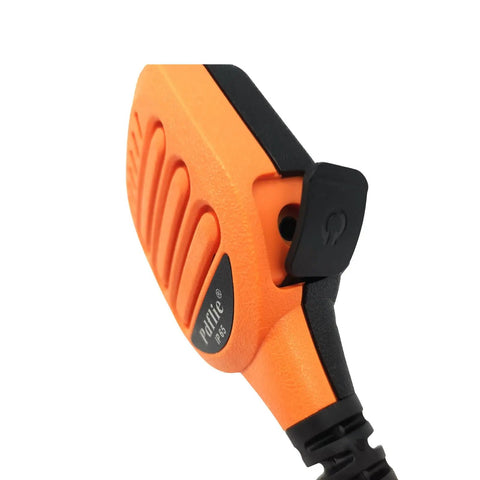 Close-up of orange IP65 Waterproof Shoulder Microphone For Vertex VX-6R VX-7R VX-120 VX-170 FT270 Yaesu with 3.5mm plug