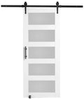 Glass Sliding Barn Door With Solid Wood Frame 30 By 84 In Includes 5.5Ft Sliding Door Hardware Kit With Handle And Floor Guide