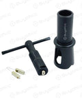 Real Deal Tap And Reamer Self Aligning Holder With Heavy Duty Jaws For Dead Nuts Alignment On Flat Or Curved Parts To Save Your Money And Stop Broken Bits Cold, includes T-handle and replacement jaws.