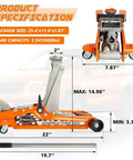 2.5 Ton Steel Floor Jack With Low Profile Design, Hydraulic Racing Floor Jack, Heavy Duty Jack With Beefy Single Piston Lift Pump, Lifting Range From 3 3/8 Inches To 14 15/16 Inches, Built For Low Clearance Cars And Trailers