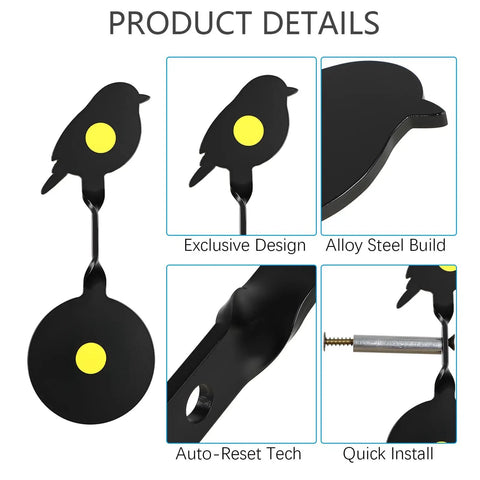 Two Pack Steel Spinning Targets Auto Reset For BB Guns And Air Rifles With Bird Silhouettes And High Visibility Bullseyes Image