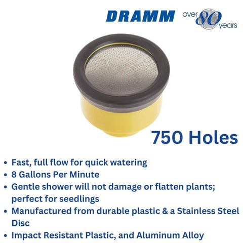 8 GPM Plastic Water Breaker Nozzle With Soft Gentle Shower For Plants And Seedlings, Durable Yellow Cycolac Plastic
