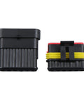 Get Your Wires And Connectors Tight With This Awesome 800 Piece Automotive Weather Pack Connector Kit Featuring Brass Terminals Seals And Multiple Pin Sizes For Rock Solid Sealed Electrical Jobs. black weather pack connector pair with yellow silicone seals and red locking tab