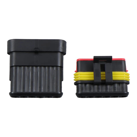 Get Your Wires And Connectors Tight With This Awesome 800 Piece Automotive Weather Pack Connector Kit Featuring Brass Terminals Seals And Multiple Pin Sizes For Rock Solid Sealed Electrical Jobs. black weather pack connector pair with yellow silicone seals and red locking tab