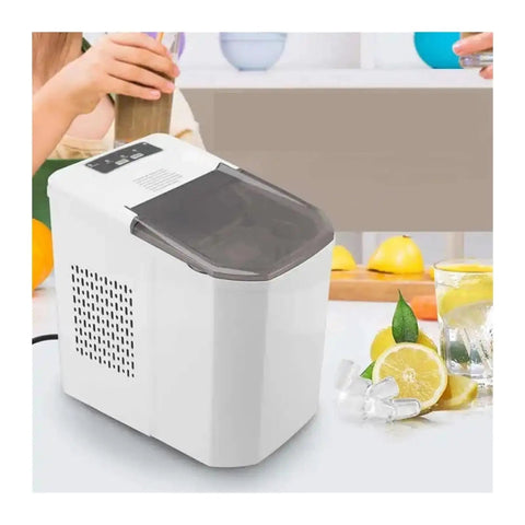 Fast Freeze Countertop Ice Maker Delivering Quick Snap Cubes And No Fuss Automatic Cooling With Portable Compact Design in kitchen setting.