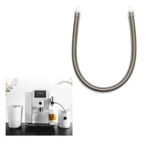 Premium Stainless Steel Milk Tube Upgrade For Jura Coffee Makers, 9 inch spiral sleeve hose for smooth frothing.