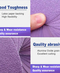 5 inch round sanding discs with latex paper backing showcasing good toughness and quality abrasive for polishing and cutting.