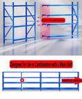 Heavy Duty Metal Garage Shelving Units That Are Built Tough For Warehouse And Home Use Height Adjustable Steel Storage Racks With Thick Beams Maxing Out Massive Loads Yellow, showing blue extension design.