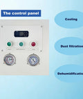 Heavy Duty Portable Industrial Air Conditioner For Warehouse And Shop 61000 BTU Commercial Spot Cooler control panel with gauges.