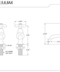 Diagram of Restoration Basin Faucet In Chrome Finish, Drip-Free Ceramic Cartridge, Two Hole Install, Metal Lever Handles