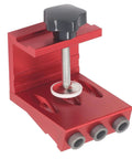 Pro Level Adjustable Pocket Hole Jig Kit Built From Tough Aluminum with adjustable clamp and three drill bit holes for precision.