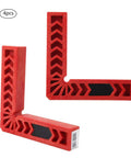 Red Angle Clamps 4 Piece Set With Multi Scale For Woodworking And Carpenter Projects 90 Degree Positioners shown in detail