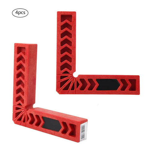 Red Angle Clamps 4 Piece Set With Multi Scale For Woodworking And Carpenter Projects 90 Degree Positioners shown in detail