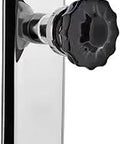 New York Plate Privacy Crystal Black Glass Door Knob Set In Bright Chrome Finish with Solid Brass Plates, side view