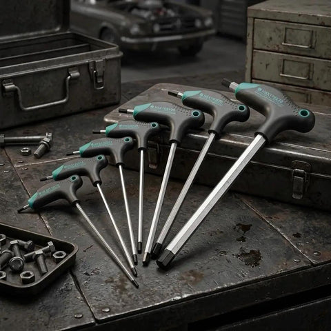Check Out This Sick T-Type Hex Key Set With 7 Pieces featuring rugged Black Oxide finish for insane leverage on tough bolts, perfect auto repair or DIY furniture tweaks that actually grip tight spots without slipping a single bit. 7-piece T-handle hex key set