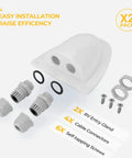 Two Pack White Solar Double Cable Entry Gland Box For RV Roofs Boats And Yachts Waterproof ABS Housing Fits 14 AWG To 10 AWG Cables All Cable Types And Roof Mount Ready, showing two white ABS entry boxes with connectors, seals, and screws.